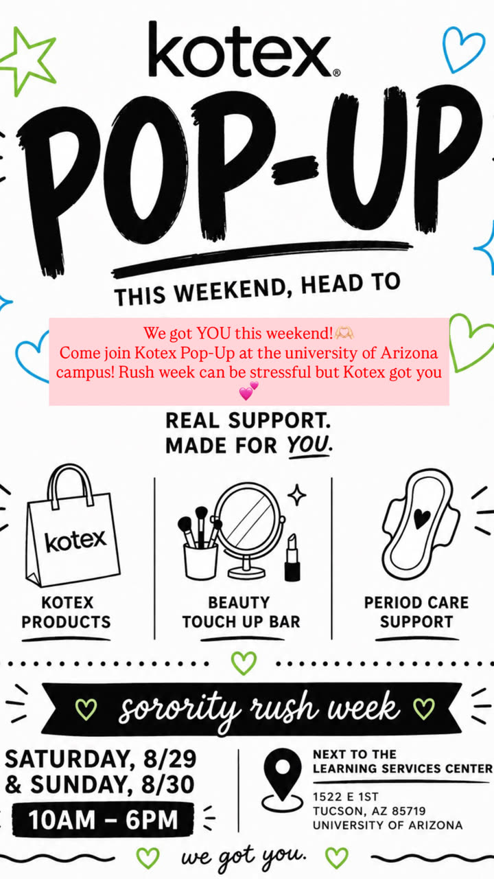 Camila Leon Instagram story for the Kotex Rush Rally pop-up