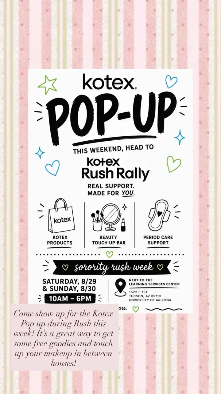 Stella Chavez Instagram story for the Kotex Rush Rally pop-up