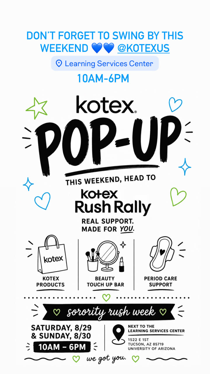 Sydney Shander TikTok story for the Kotex Rush Rally pop-up