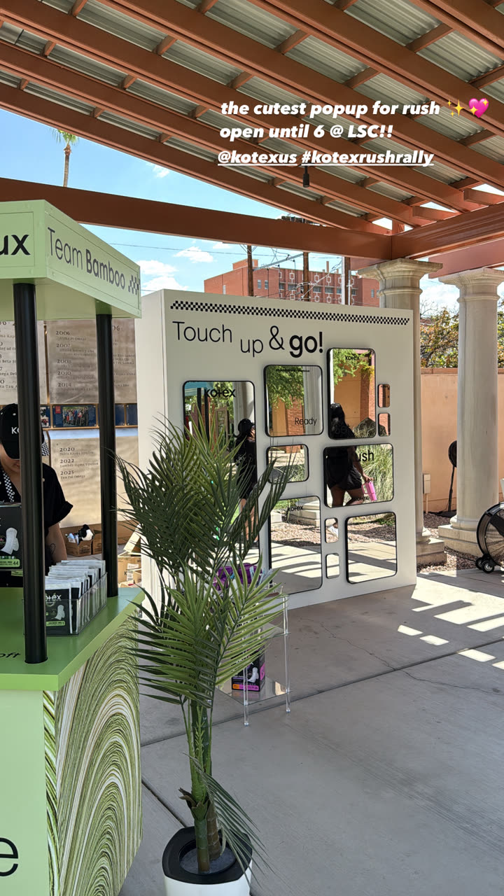 Ava Ingrassia Instagram story for the Kotex Rush Rally pop-up